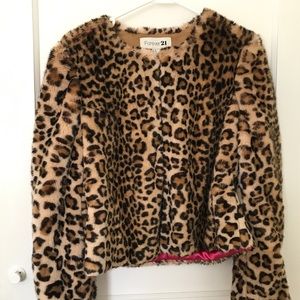 Faux cheetah fur jacket